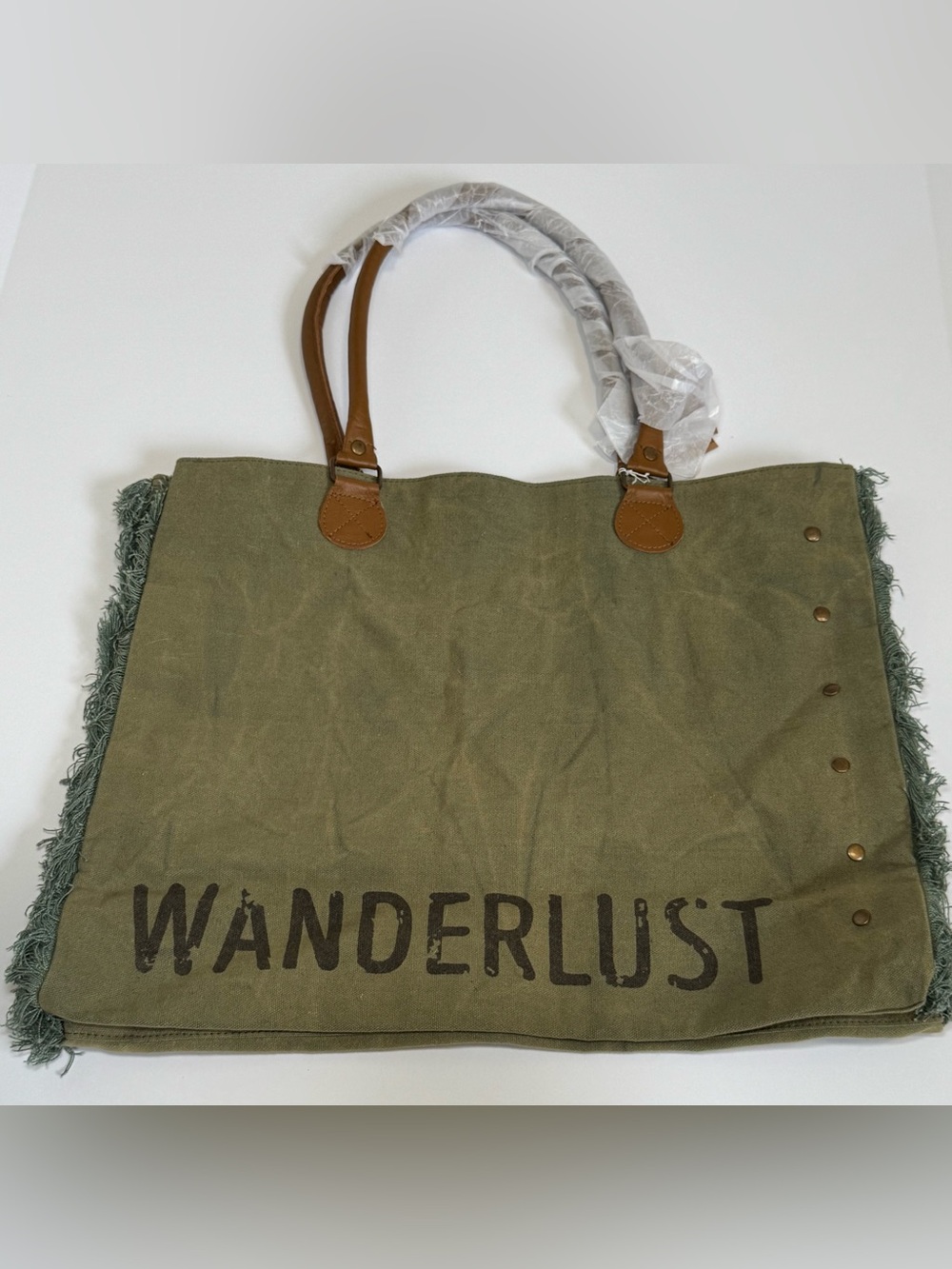 Embellish by Creative Co-Op Olive Canvas Tote Bag